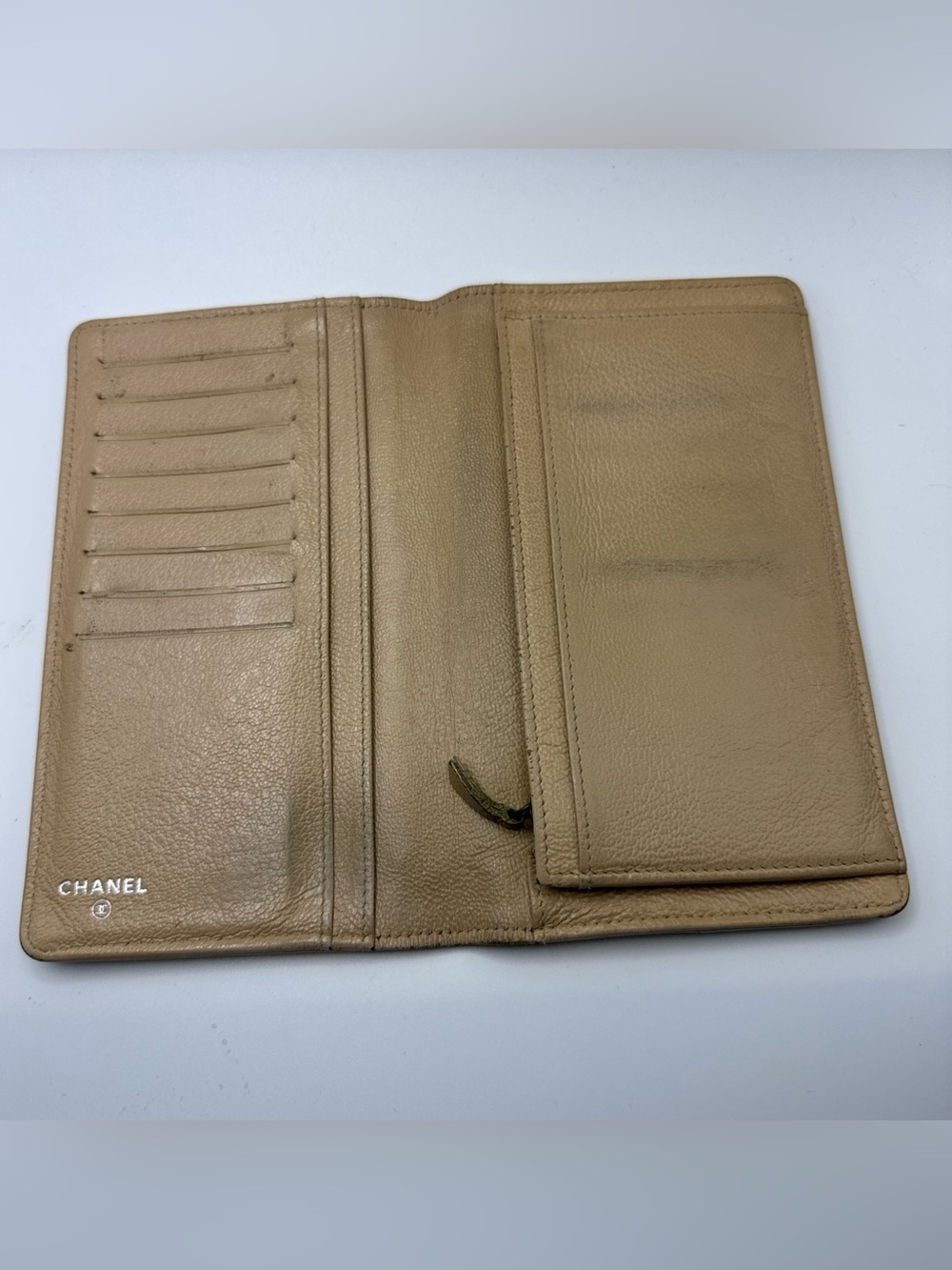 CHANEL Vintage Quilted Lambskin Wallet Black/Beige 12 Series w/card - Picture 9 of 16